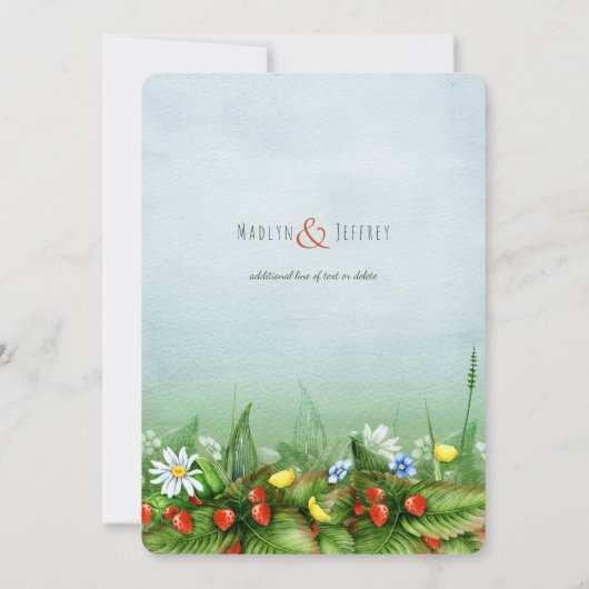 野生のイチゴの牧草地の野草の結婚素朴 招待状 (裏面)