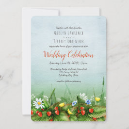 野生のイチゴの牧草地の野草の結婚素朴 招待状