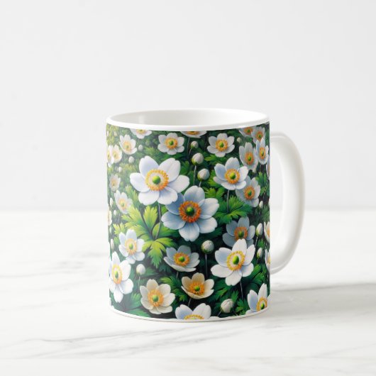 野生のイチゴの花のマグカップ コーヒーマグカップ (正面右)