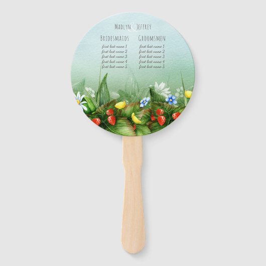 野生のイチゴ牧草地の青空の国の結婚式 ハンドファン (裏面)