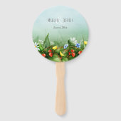 野生のイチゴ牧草地の青空の国の結婚式 ハンドファン (正面)