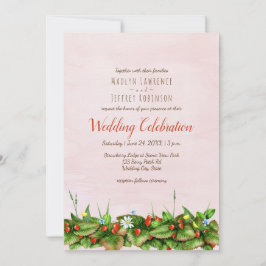 野生のイチゴ牧草花赤面結婚ズ 招待状