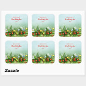 野生のイチゴ畑の自家製ジャムゼリー保存食品 スクエアシール (シート)