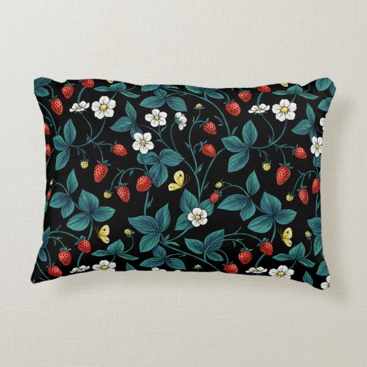 野生のイチゴ赤/黄/青/黒 アクセントクッション (裏面)
