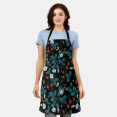 野生のイチゴ赤/黄/青/黒 エプロン (着用した状態)