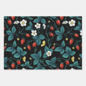 野生のイチゴ赤/黄/青/黒 ラッピングペーパーシート (正面)