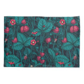 野生のイチゴ、赤と青 枕カバー (裏面-左)