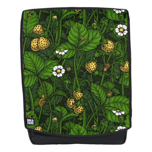 野生のイチゴ、黄色と緑 バックパック (正面)