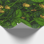 野生のイチゴ、黄色と緑 ラッピングペーパー (角)