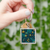 野生のイチゴ、黄色と青 キーホルダー (手)