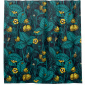 野生のイチゴ、黄色と青 シャワーカーテン (正面)