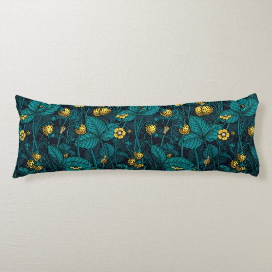 野生のイチゴ、黄色と青 ボディピロー (正面)