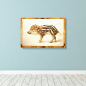 野生のイノシシの赤ちゃんの動物の絵 キャンバスプリント (インサイチュ (ウッドフロア))