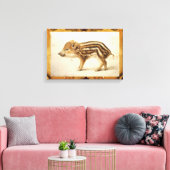 野生のイノシシの赤ちゃんの動物の絵 キャンバスプリント (インサイチュ (リビング))
