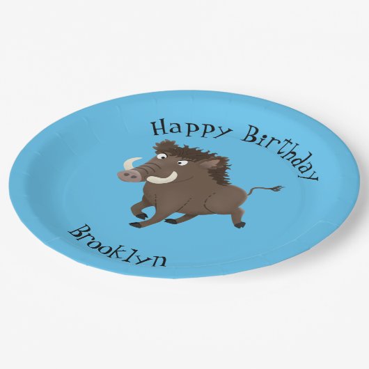 野生のイノシシパーソナライズされたシ誕生日 ペーパープレート (アングル)