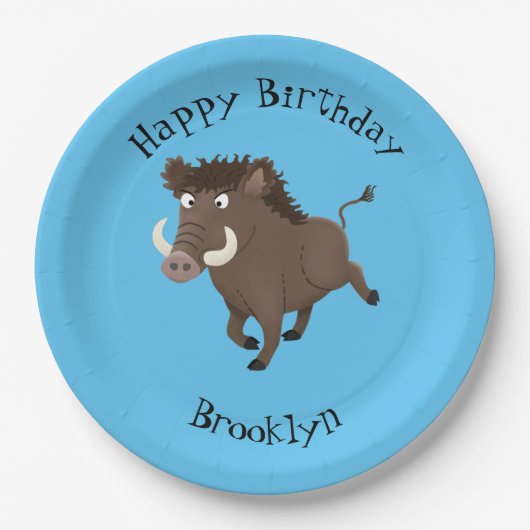 野生のイノシシパーソナライズされたシ誕生日 ペーパープレート (正面)