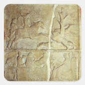 野生のイノシシレリーフ、 浮き彫りを描いたステラ狩り スクエアシール (正面)