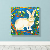 野生のウサギと花の枝 キャンバスプリント (インサイチュ (ウッドフロア))