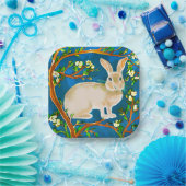 野生のウサギと花の枝 ペーパープレート (パーティー)