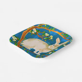 野生のウサギと花の枝 ペーパープレート (傾斜あり)