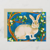 野生のウサギと花の枝 ポストカード (正面/裏面)