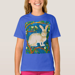 野生のウサギと開花枝キッズ Tシャツ