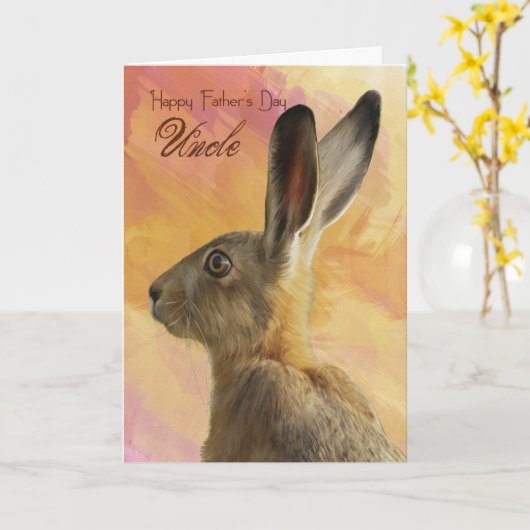 野生のウサギを持つ父のおじさんのデイカード カード (黄色い花)