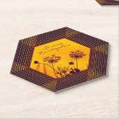 野生のウンベルの花の輪郭パープルと金ゴールド エレガント ペーパーコースター (アングル)