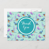 野生のエキゾチックな鳥の水の色のパターンありがとう ポストカード (正面/裏面)