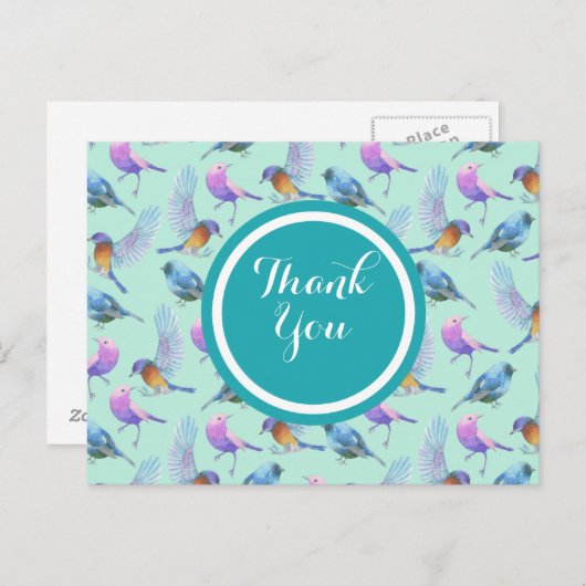 野生のエキゾチックな鳥の水の色のパターンありがとう ポストカード (正面/裏面)