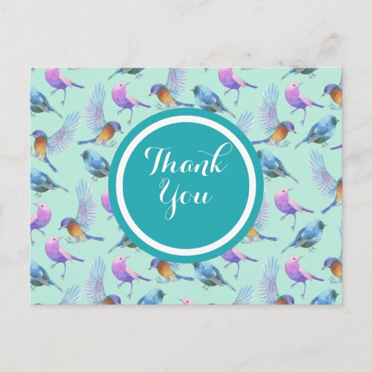 野生のエキゾチックな鳥の水の色のパターンありがとう ポストカード (正面)
