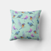 野生のエキゾチックカラフルな鳥の水色パターン クッション (裏面)