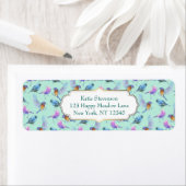 野生のエキゾチックカラフルな鳥の水色パターン ラベル (インサイチュ)