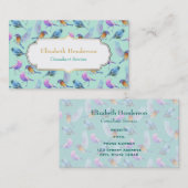野生のエキゾチックカラフルな鳥の水色パターン 名刺 (正面/裏面)