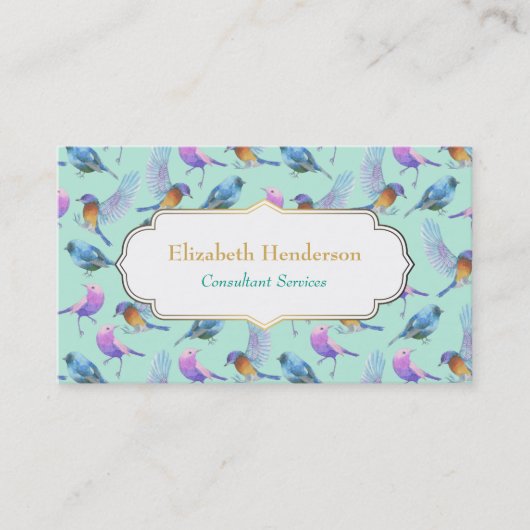 野生のエキゾチックカラフルな鳥の水色パターン 名刺 (正面)