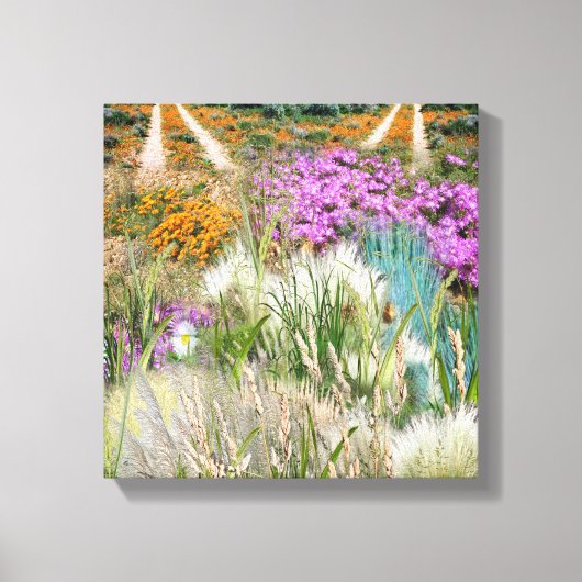 野生のエコフレンドリー草と春の花 キャンバスプリント (正面)