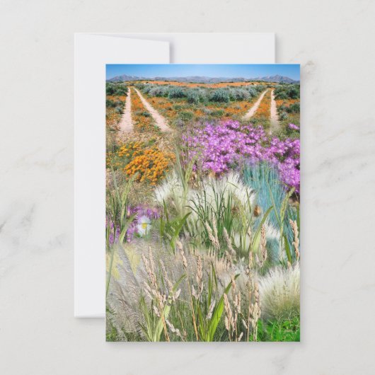 野生のエコフレンドリー草と春の花 出欠カード (裏面)