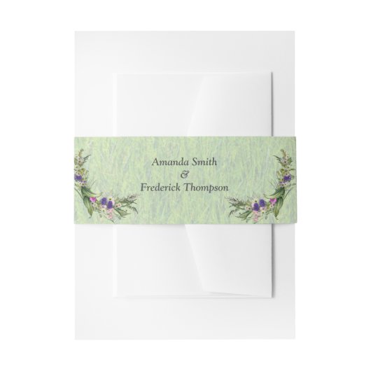 野生のエコフレンドリー草と春の花 招待状ベリーバンド (正面例)