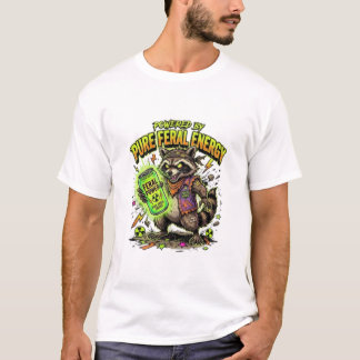 野生のエネルギーが駆動する 面白いアライグマ Tシャツ
