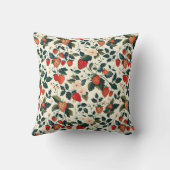 野生のエレガントイチゴフローラシームレスパターン クッション (裏面)