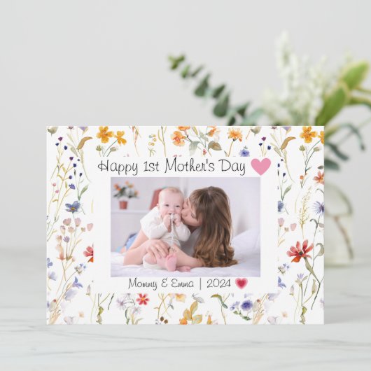 野生のエレガント花の母の日の写真 サンキューカード (スタンド正面)