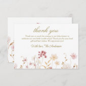 野生のエレガント花の赤ちゃんシャワー サンキューカード (正面/裏面)