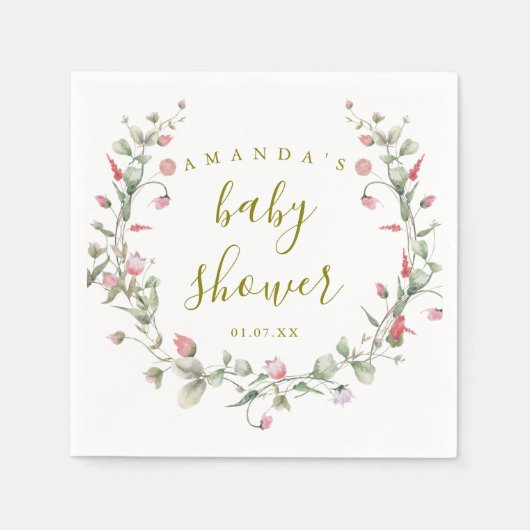 野生のエレガント花の赤ちゃんシャワー スタンダードカクテルナプキン (正面)