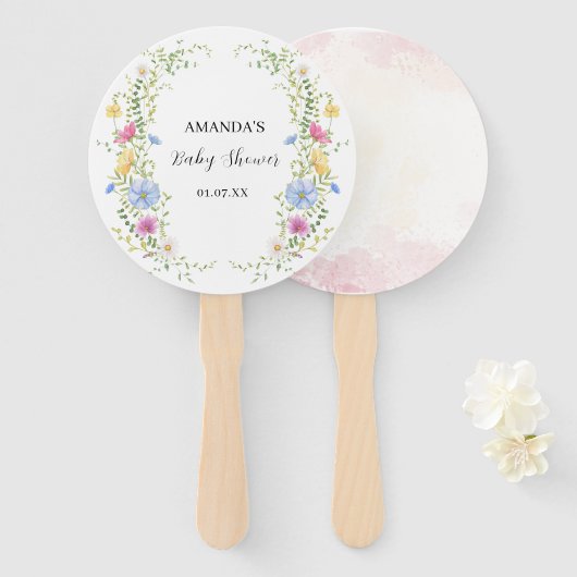 野生のエレガント花の赤ちゃんシャワー ハンドファン (正面&裏面)