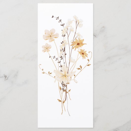 野生のエレガント花の赤ちゃんシャワー メニュー (裏面)