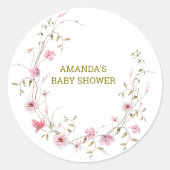 野生のエレガント花の赤ちゃんシャワー ラウンドシール (正面)