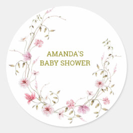 野生のエレガント花の赤ちゃんシャワー ラウンドシール