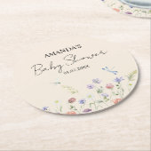 野生のエレガント花の赤ちゃんシャワー ラウンドペーパーコースター (アングル)