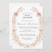 野生のエレガント花の赤ちゃんシャワー 招待状 (正面/裏面)