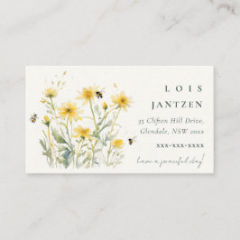 野生のエレガント黄色の野生の花ミツバチの水色 名刺